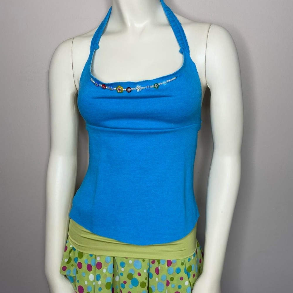 Cute blue halter babydoll tank 🌷